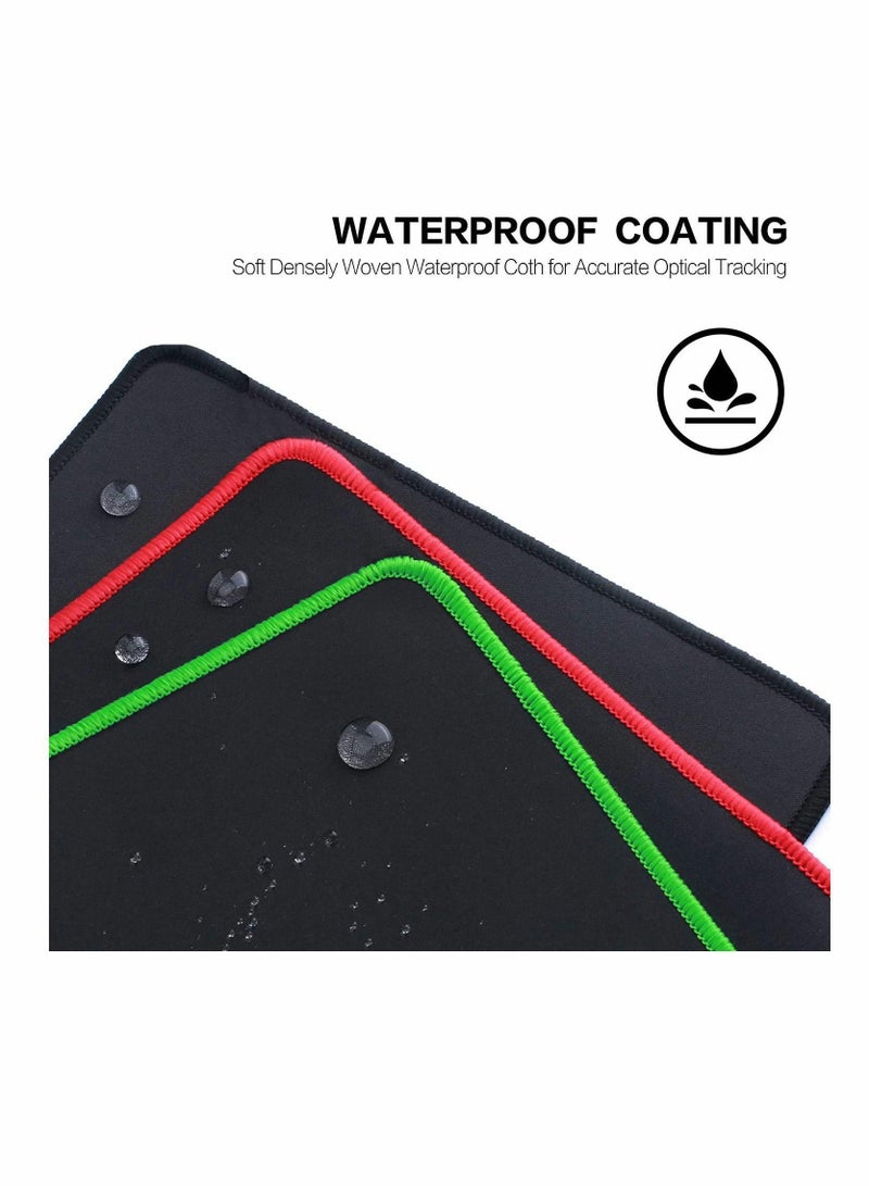Y&D Mouse Pad, Economic Mousepad Waterproof Cloth Surface Optimized for Precision, Durable Stitched Anti-Fray Edges Black Red and Green 3 Packs Mousepad, 10 x 8.5 Inches  - Image 3