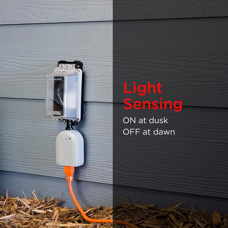 UltraPro Outdoor Outlet Timer, Dusk-to-Dawn Sensor, Single Outlet Light , Simple Automation, Weather-Resistant, Sensing , Seasonal Lights , Landscape, 1 Pack, Gray, 53634 - Image 5