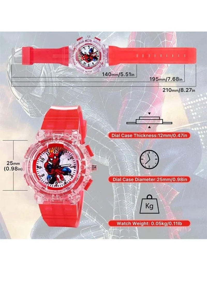 Spider-Man Kids Watch, Superhero Kids Analog Watch for Boys Girls, Adjustable Strap Learning Time Kids Wrist Watch with 7 Colors Flashing, Cool Inexpensive Gift for Toddlers, Boys, Girls - Image 2