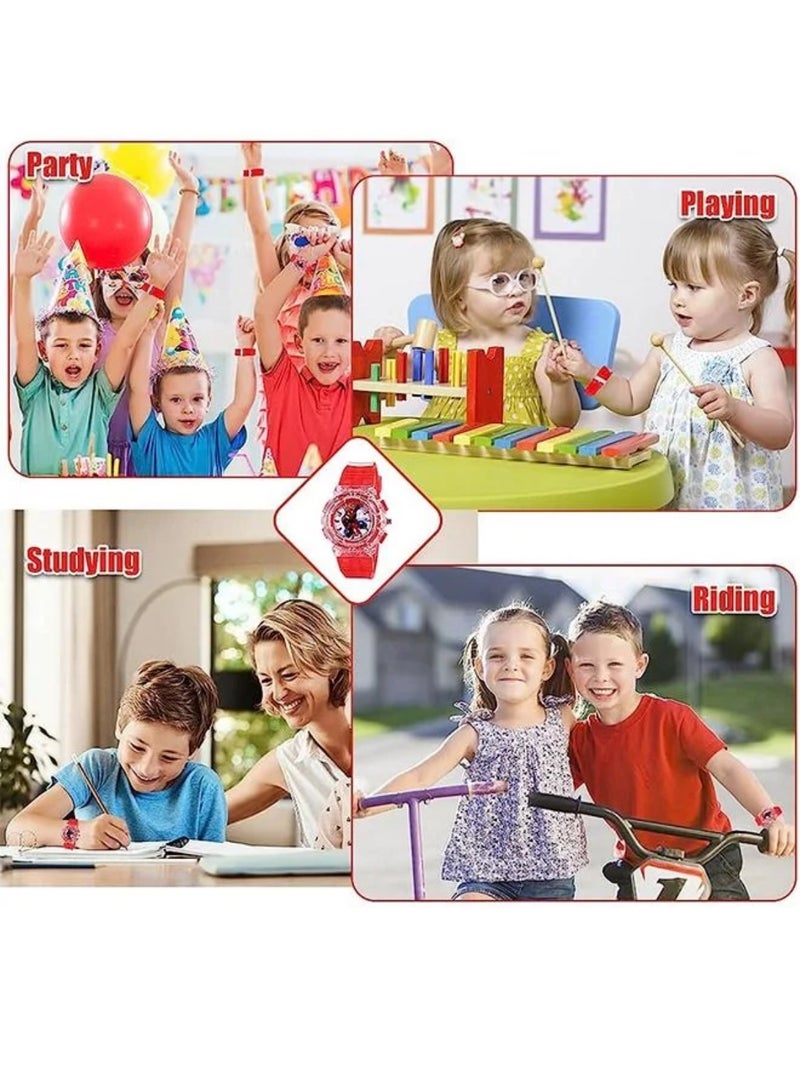 Spider-Man Kids Watch, Superhero Kids Analog Watch for Boys Girls, Adjustable Strap Learning Time Kids Wrist Watch with 7 Colors Flashing, Cool Inexpensive Gift for Toddlers, Boys, Girls - Image 4