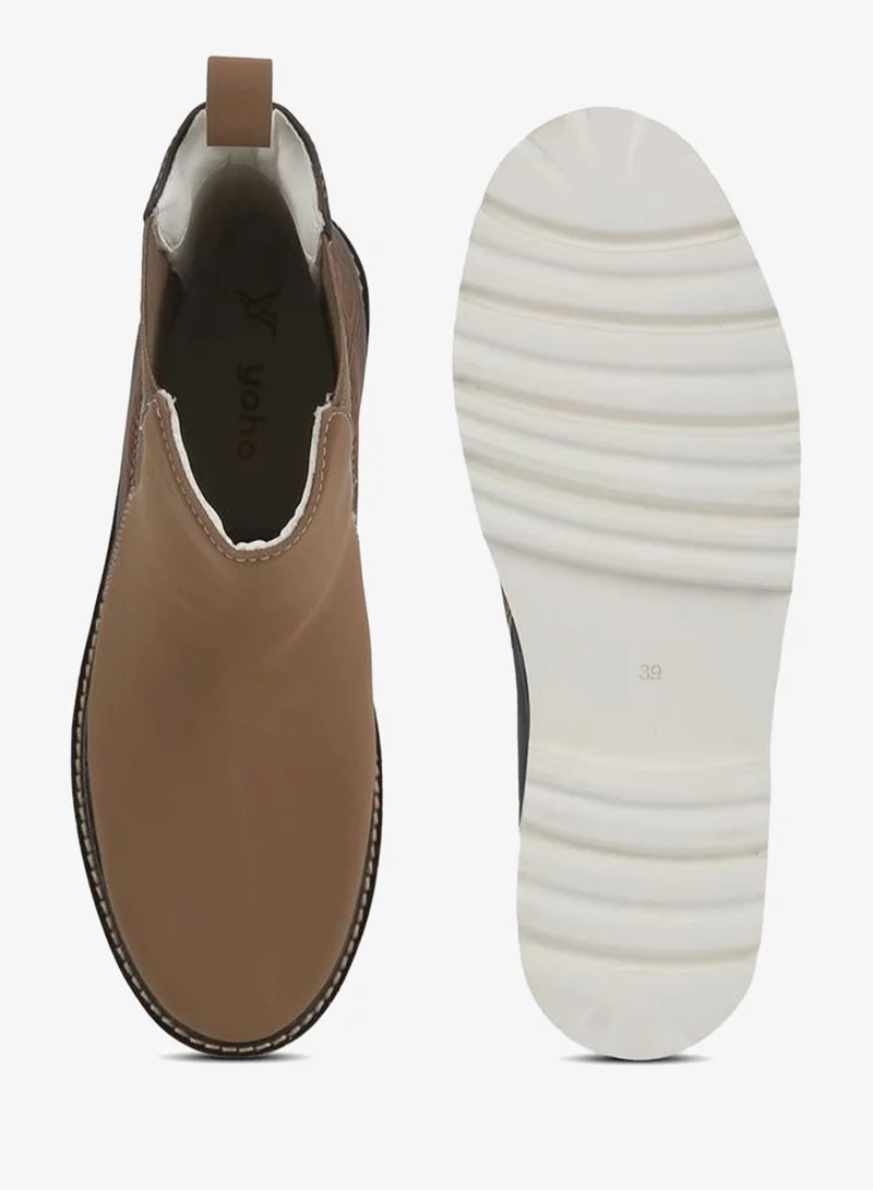 YOHO Brown Comfortable Lightweight Printed Boots