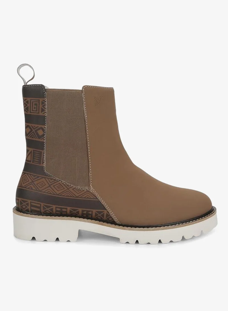 YOHO Brown Comfortable Lightweight Printed Boots