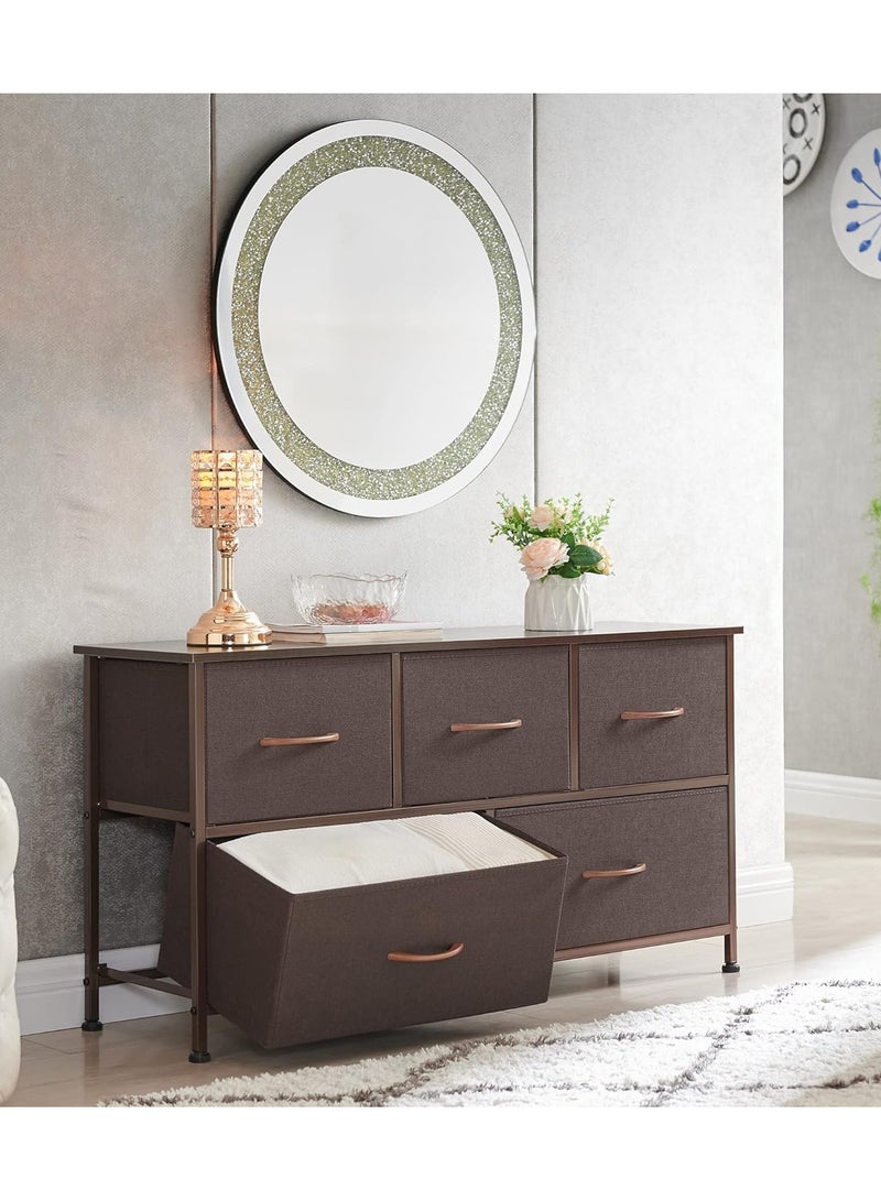 Generic TV Table Large Capacity Storage Cabinet Retro Style TV Cabinet with Steel Frame and 5 Fabric Drawers TV Stand for Bedroom Livingroom - Image 5