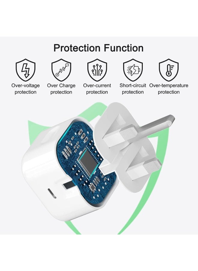 RECRSI - Recrsi PD20W USB C Wall Fast Charger with 2m USB C to Lightning Cable Compatible with iPhone 14/14 Pro/14 Pro Max/13/12/SE2020/11/XR/XS Max/X/iPad etc - Image 1
