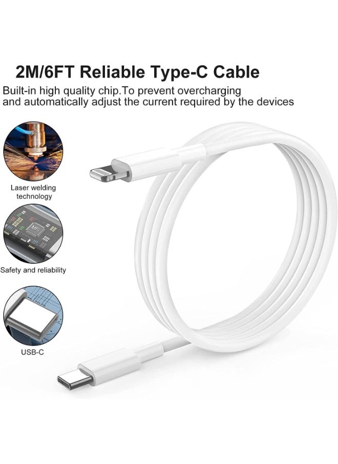 RECRSI - Recrsi PD20W USB C Wall Fast Charger with 2m USB C to Lightning Cable Compatible with iPhone 14/14 Pro/14 Pro Max/13/12/SE2020/11/XR/XS Max/X/iPad etc - Image 1