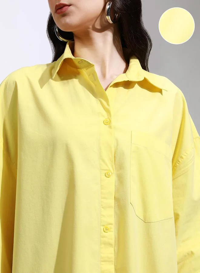 Tokyo Talkies Collared Shirt Knee Length Dress with Pocket Detail by Styli