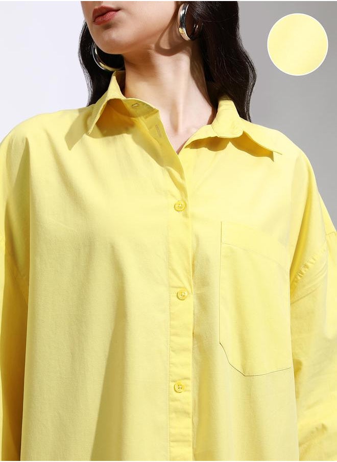 Tokyo Talkies Collared Shirt Knee Length Dress with Pocket Detail by Styli  - Image 5