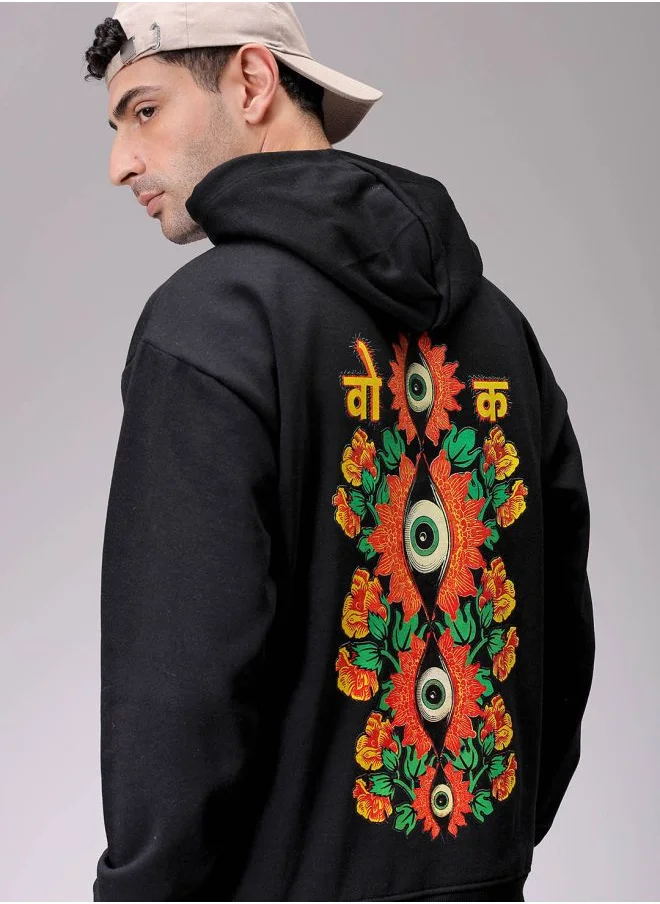 The Indian Garage Co Men Oversized Placement Print Overhead Hooded Sweatshirt
