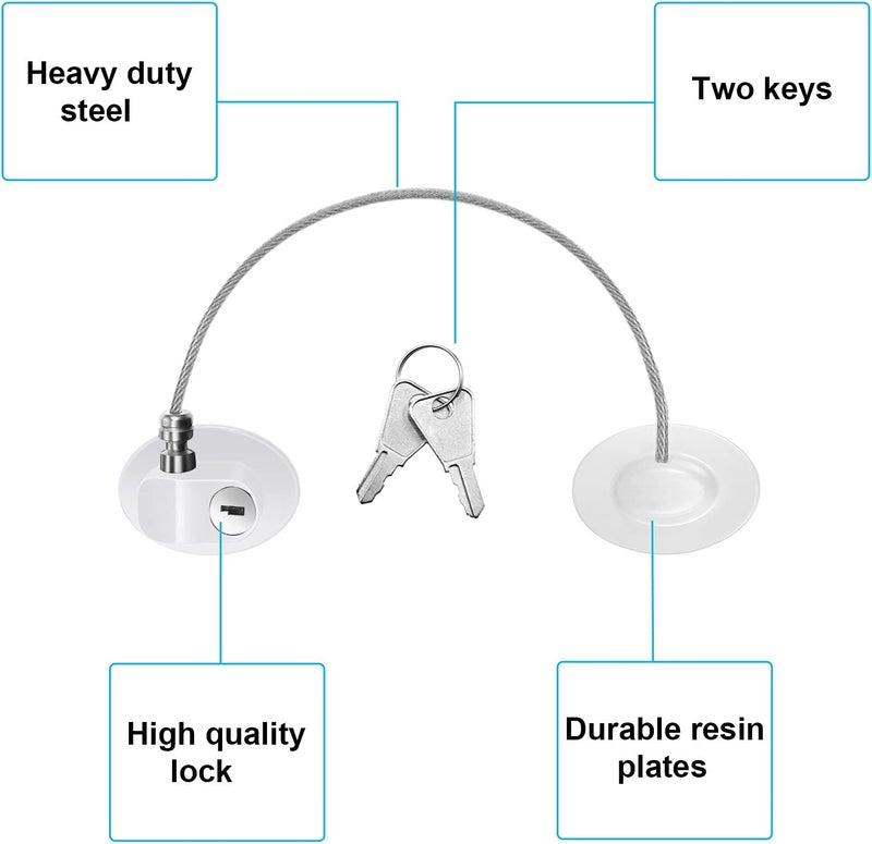 Hotop 4 Pack Refrigerator Door Lock with Keys Adhesive Fridge Freezer Door Lock File Drawer Lock for Child Safety and Privacy (White) - Image 3