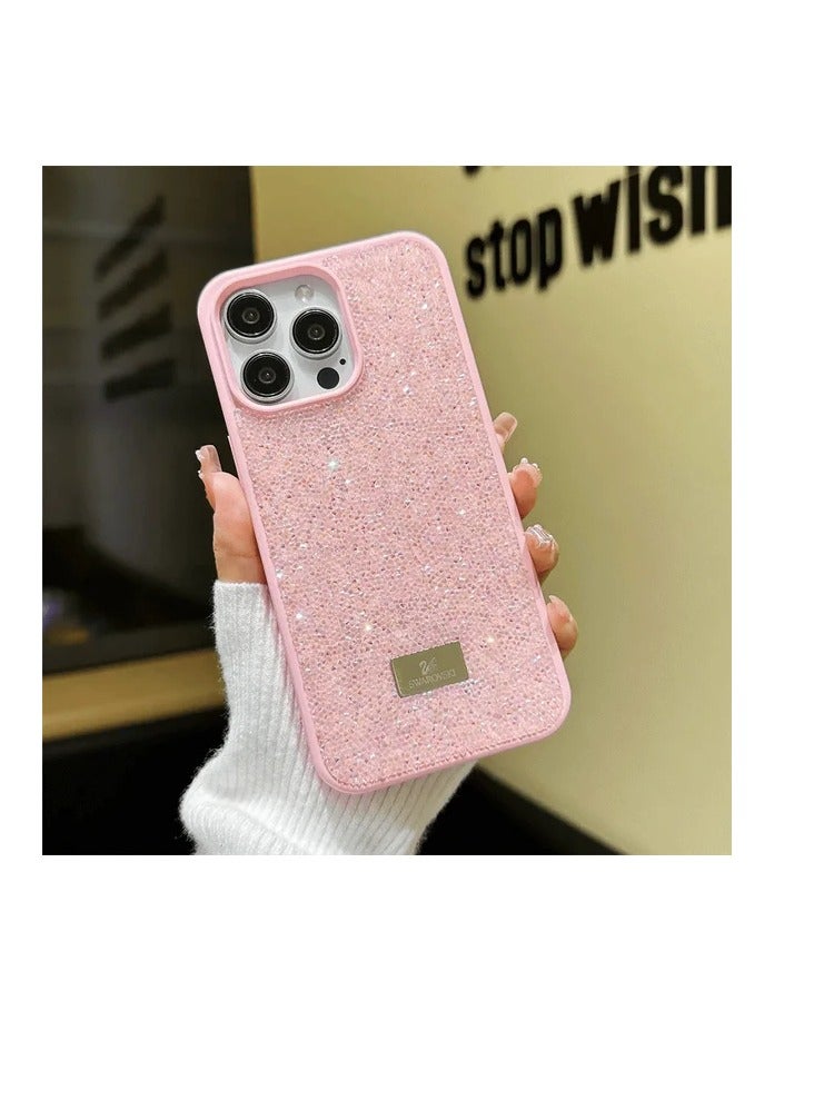 Glitter Back Case For Iphone 16 Pro Max Luxury Bling Glitter Design Back Cover for Girls Women Bumper Anti-Scratch Bumper Slim Shell Phone Case (Pink)