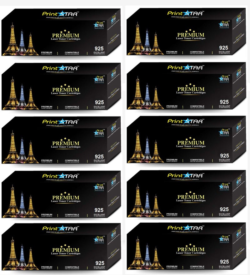 Print Star Canon 925 Single Colour Black Toner Cartridge Replacement of Canon Laser Shot LBP6018B Compatible with Laserjet Image Class MF3010 Printer, L100, L110, L200, L210, L300, L350. (Pack of 10) - Image 1
