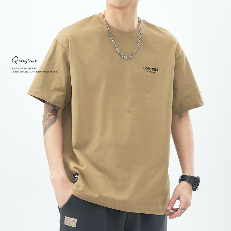 Heavy Cotton Short-Sleeved T-Shirt Men'S American Fashionable Loose Plus Size T-Shirt Half-Sleeved Base Shirt Top - Image 4