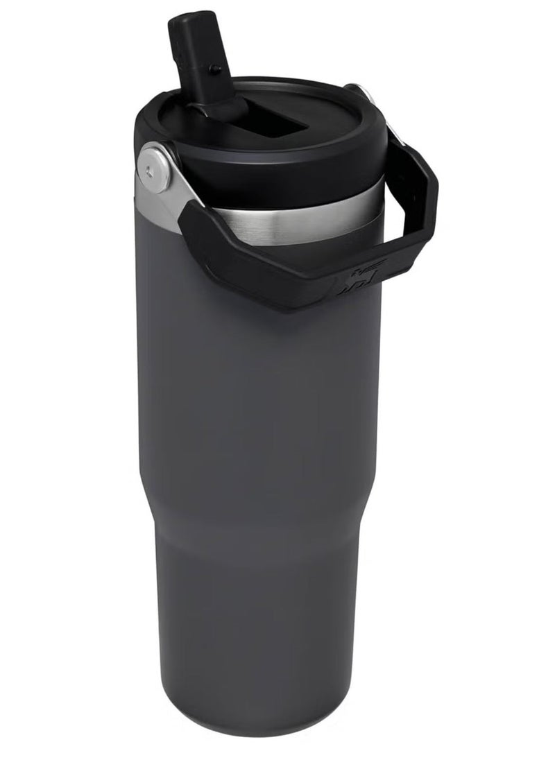 Stanley - IceFlow Flip Straw Water Bottle, 0.88L – Vacuum Insulated, Leakproof & BPA-Free – Keeps Water Cold for 12 Hours – Easy-Carry, Dishwasher Safe Stainless Steel Travel Mug (Charcoal) - Image 1