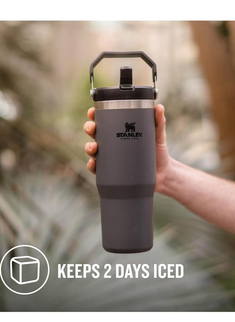 Stanley - IceFlow Flip Straw Water Bottle, 0.88L – Vacuum Insulated, Leakproof & BPA-Free – Keeps Water Cold for 12 Hours – Easy-Carry, Dishwasher Safe Stainless Steel Travel Mug (Charcoal) - Image 1