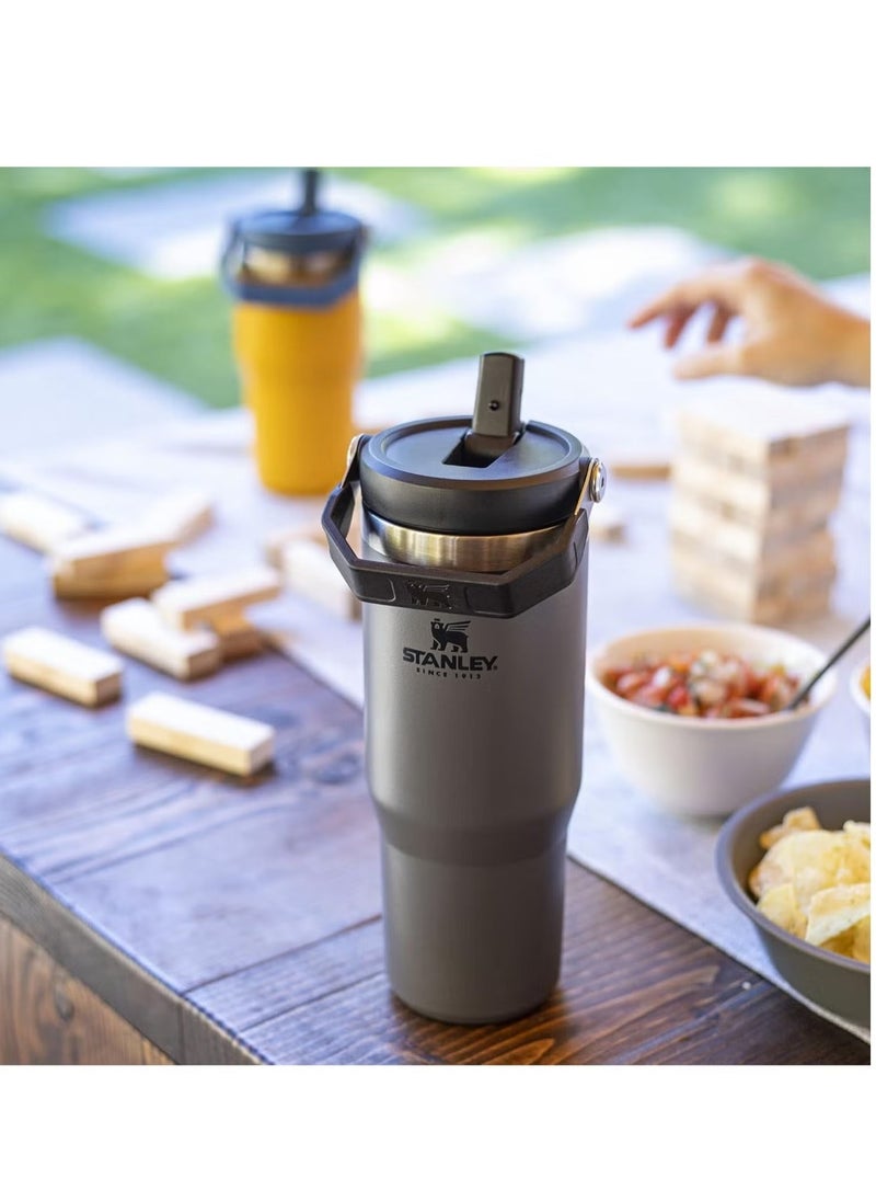Stanley - IceFlow Flip Straw Water Bottle, 0.88L – Vacuum Insulated, Leakproof & BPA-Free – Keeps Water Cold for 12 Hours – Easy-Carry, Dishwasher Safe Stainless Steel Travel Mug (Charcoal) - Image 1