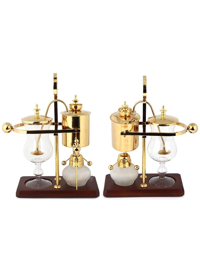 أوالور ماكينة صنع القهوة بالسيفون، ماكينة صنع القهوة بالسيفون ذات توازن العائلة المالكة الفاخرة، نظام تخمير الفراغ، نقطة ارتكاز مزدوجة الحواف مع مقبض على شكل حرف T، لون ذهبي كلاسيكي عتيق فاخر - Image 4