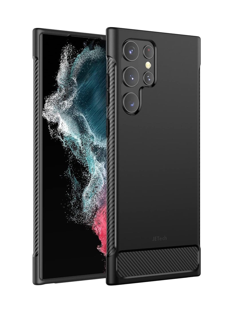 جي تيك جراب نحيف مناسب لهاتف Samsung Galaxy S22 Ultra 5G 6.8 بوصة غطاء هاتف رفيع بامتصاص الصدمات وتصميم من ألياف الكربون باللون الأسود - Image 1