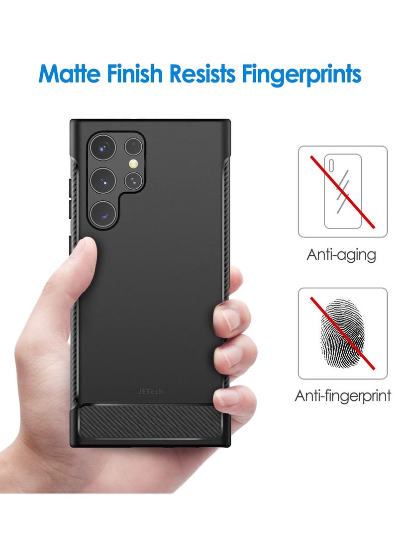 جي تيك جراب نحيف مناسب لهاتف Samsung Galaxy S22 Ultra 5G 6.8 بوصة غطاء هاتف رفيع بامتصاص الصدمات وتصميم من ألياف الكربون باللون الأسود - Image 4