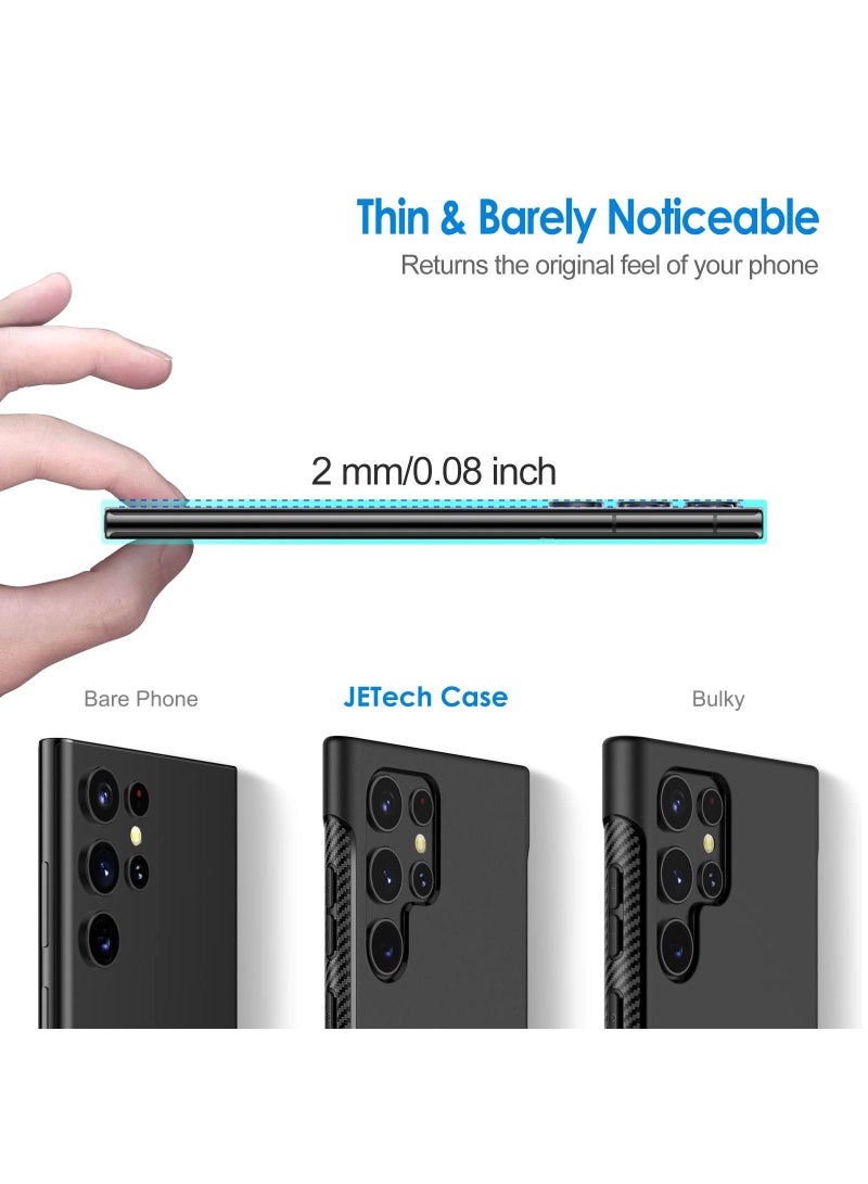 جي تيك جراب نحيف مناسب لهاتف Samsung Galaxy S22 Ultra 5G 6.8 بوصة غطاء هاتف رفيع بامتصاص الصدمات وتصميم من ألياف الكربون باللون الأسود - Image 2