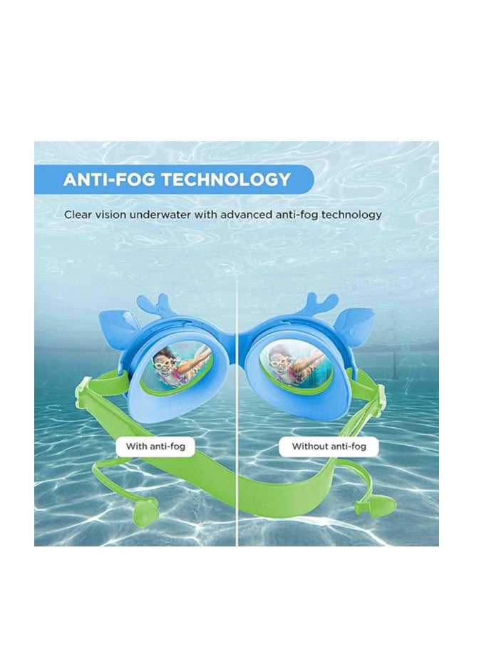 ENDLESS  - EL1003 Children Swimming Goggle with Anti-Fog and UV Protection | Material : Silicon, PU | Attached Ear Buds and Adjustable Strap | Soft Silicone Gasket for Leak Proof | With Hard Case - Image 1