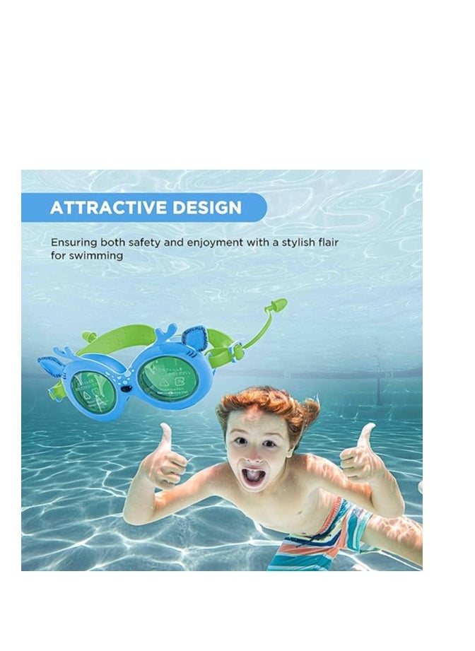 ENDLESS  - EL1003 Children Swimming Goggle with Anti-Fog and UV Protection | Material : Silicon, PU | Attached Ear Buds and Adjustable Strap | Soft Silicone Gasket for Leak Proof | With Hard Case - Image 1