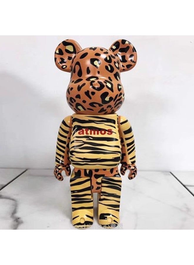 Hundred Bearbricck Vinyl Violence Bear Ornaments Building Blocks Bear Fluid Bear Toy Hand Doll 400%-Color:Leopard Print  - Image 1