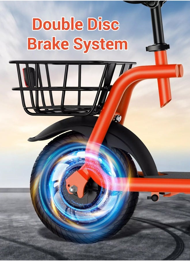 Wind Horse - Premium Foldable Electric Scooter with Seat and Rear Basket, 450W Motor, 36V 8AH Battery, 25-35 KM/h Speed, Carbon Alloy Frame, 12.5 Inches Tires, Disk Brakes, Unisex Comfortable E-Scooter for Adults - Image 1