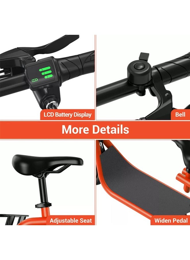 Wind Horse - Premium Foldable Electric Scooter with Seat and Rear Basket, 450W Motor, 36V 8AH Battery, 25-35 KM/h Speed, Carbon Alloy Frame, 12.5 Inches Tires, Disk Brakes, Unisex Comfortable E-Scooter for Adults - Image 1