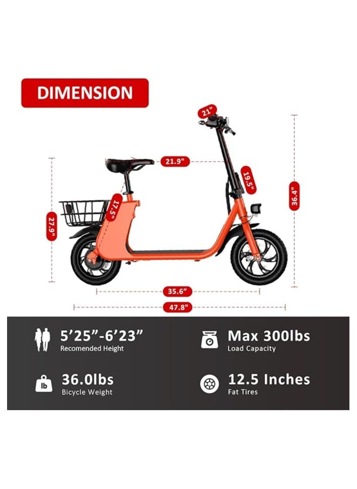 Wind Horse - Premium Foldable Electric Scooter with Seat and Rear Basket, 450W Motor, 36V 8AH Battery, 25-35 KM/h Speed, Carbon Alloy Frame, 12.5 Inches Tires, Disk Brakes, Unisex Comfortable E-Scooter for Adults - Image 1