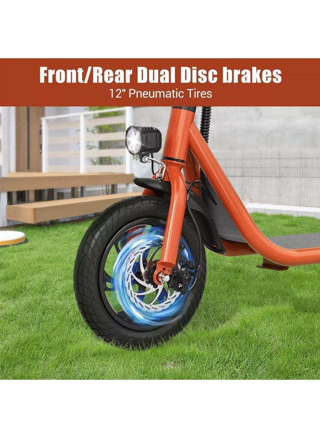 Wind Horse - Premium Foldable Electric Scooter with Seat and Rear Basket, 450W Motor, 36V 8AH Battery, 25-35 KM/h Speed, Carbon Alloy Frame, 12.5 Inches Tires, Disk Brakes, Unisex Comfortable E-Scooter for Adults - Image 1