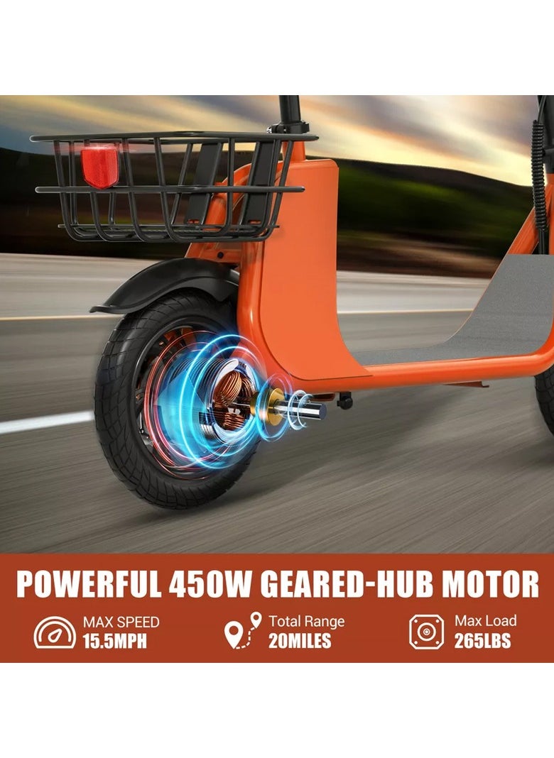 Wind Horse - Premium Foldable Electric Scooter with Seat and Rear Basket, 450W Motor, 36V 8AH Battery, 25-35 KM/h Speed, Carbon Alloy Frame, 12.5 Inches Tires, Disk Brakes, Unisex Comfortable E-Scooter for Adults - Image 1