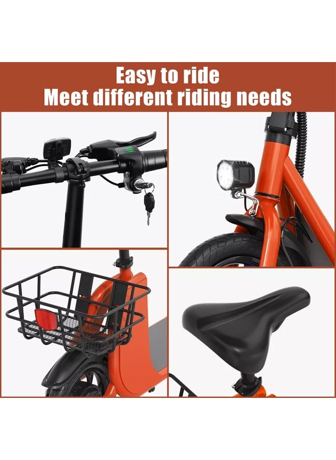 Wind Horse - Premium Foldable Electric Scooter with Seat and Rear Basket, 450W Motor, 36V 8AH Battery, 25-35 KM/h Speed, Carbon Alloy Frame, 12.5 Inches Tires, Disk Brakes, Unisex Comfortable E-Scooter for Adults - Image 1