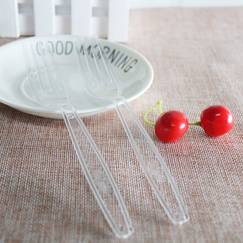 MOACOCK 200 Count Clear Disposable Plastic Forks  Heavy Weight Disposable Forks Plastic Utensils for Parties  Picnics  Big Event  Daily Use - Image 3