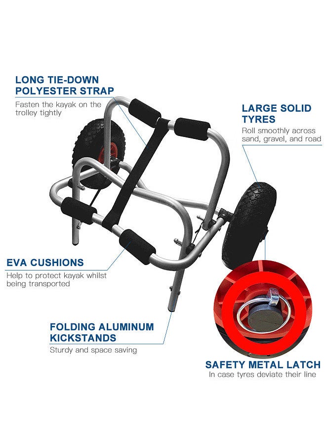 Generic - 80KG Loading Capacity Foldable Kayak Trolley Energy-saving Two-wheeled Carrier Cart - Image 1