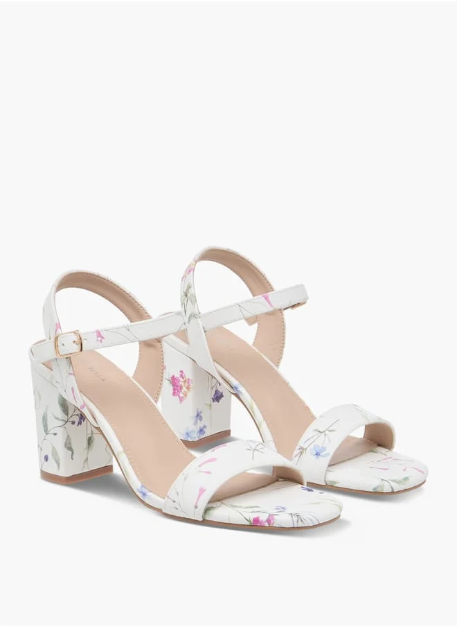 Flora Bella By Shoexpress Women Textured Sandals with Block Heels and Buckle Closure