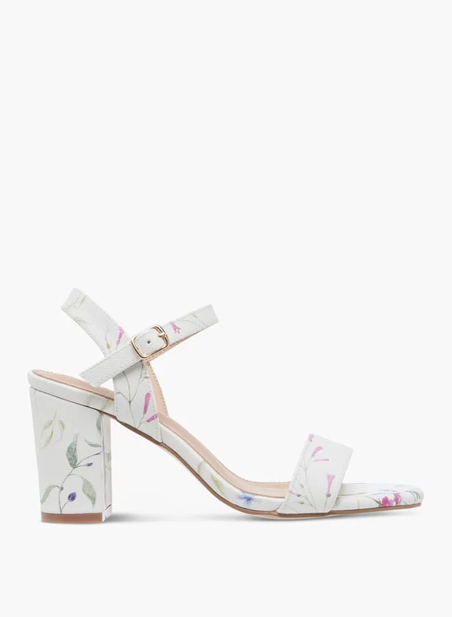 Flora Bella By Shoexpress Women Textured Sandals with Block Heels and Buckle Closure