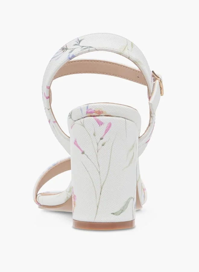 Flora Bella By Shoexpress Women Textured Sandals with Block Heels and Buckle Closure