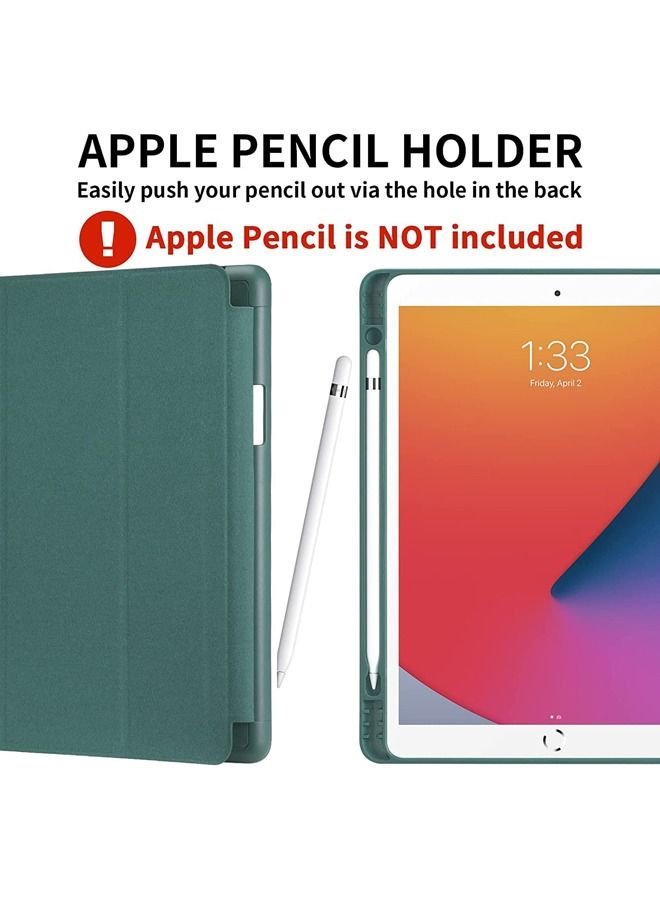 كابتن تيك iPad 9th/8th/7th Generation case 2021/2020/2019 iPad 10.2-Inch Case with Pencil Holder Sleep/Wake Slim Soft TPU Back Smart Magnetic Stand Protective Cover Cases Dark Green - Image 3