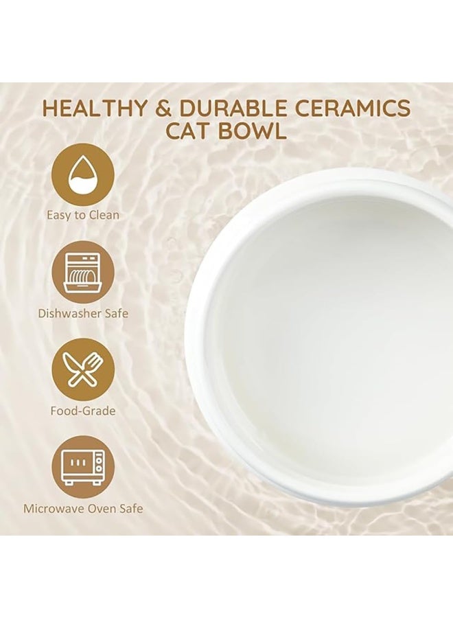 NeoStyle Elevated Ceramic Cat Bowl with Wooden Stand Raised Pet Dishes for Food and Water Anti-Slip Design Dishwasher Microwave Safe Water Bowl - Image 3