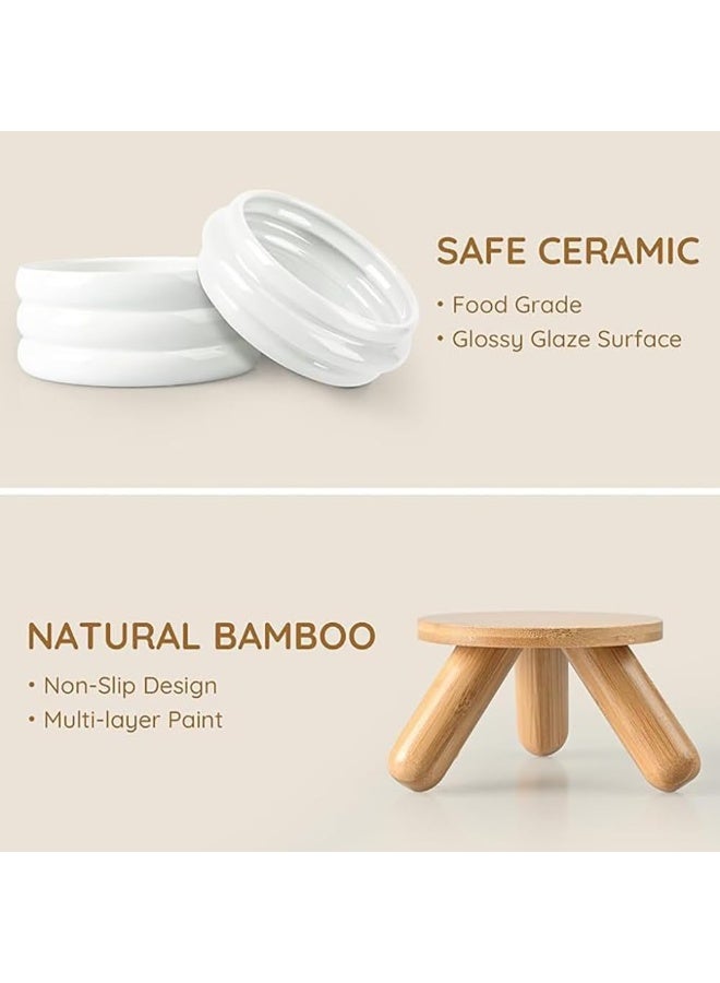 NeoStyle Elevated Ceramic Cat Bowl with Wooden Stand Raised Pet Dishes for Food and Water Anti-Slip Design Dishwasher Microwave Safe Water Bowl - Image 5