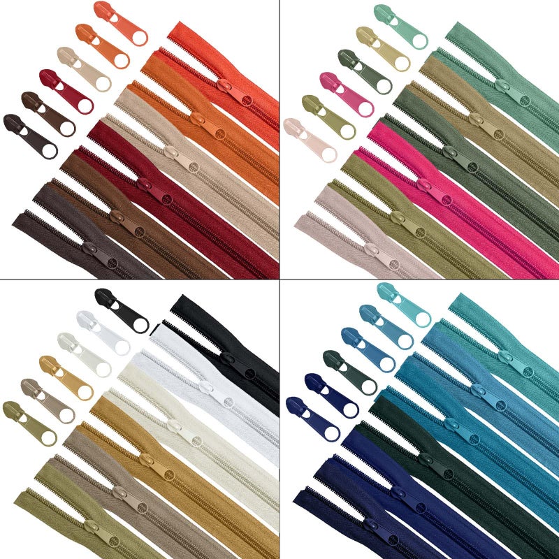 Syhood 24 Colors Zipper Repair Kit, #5 Nylon Coil Sewing Zippers Sewing Supplies Zipper Tape Zippers by The Yard with 96 Pcs Zip Pulls Sliders Purse Hardware for Bags Making(24yard,Dark Morandi) - Image 3