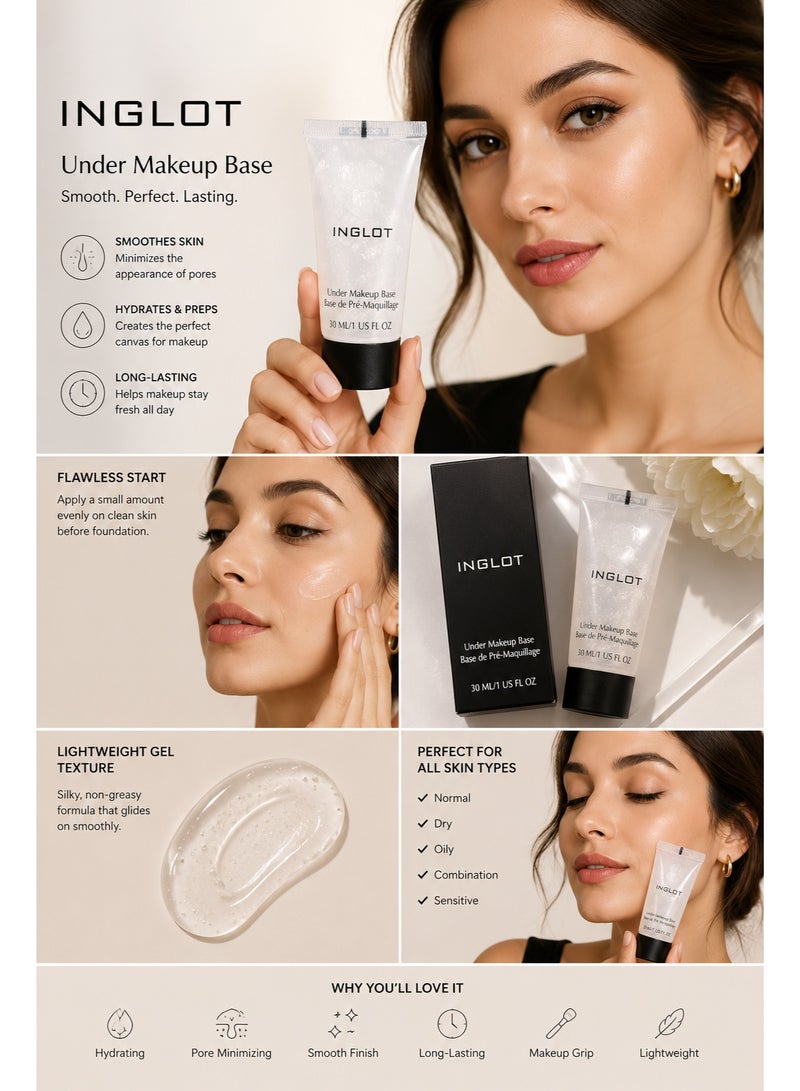 Inglot Under Makeup Base Primer 30ml | Lightweight Hydrating Face Primer | Smooth Makeup Base | Long-Lasting Foundation Primer | Pore Minimizing - Image 2
