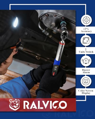 RALVICO Digital Torque Wrench 3/8 Drive (5.02-99.57 Ft. Lb/ 6.8-135 N.m) ±2% Accuracy Dual-Direction Adjustable Torque Wrenches Digital with Vibration, Buzzer and LED Alert for Motorcycle, Car - Image 2