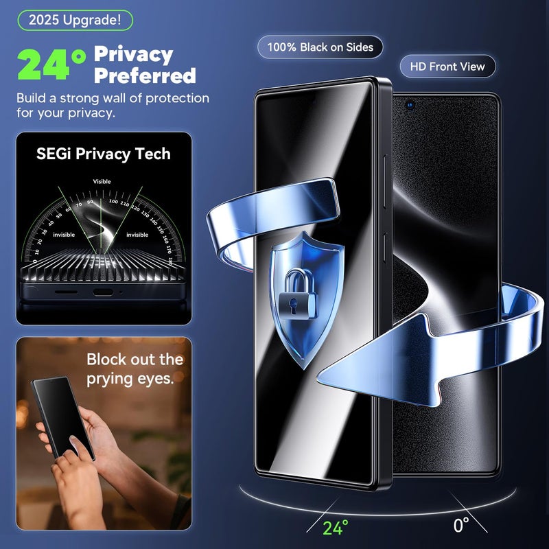 WSKEN for Samsung Galaxy S25 Ultra Privacy Screen Protector - [24Â° Anti-Spy] [0.02s Fingerprint Unlock] [Auto Dust Remove] [Zero Bubble] Top Durable 9H+ Tempered Glass Case Friendly, 2 Pack - Image 2