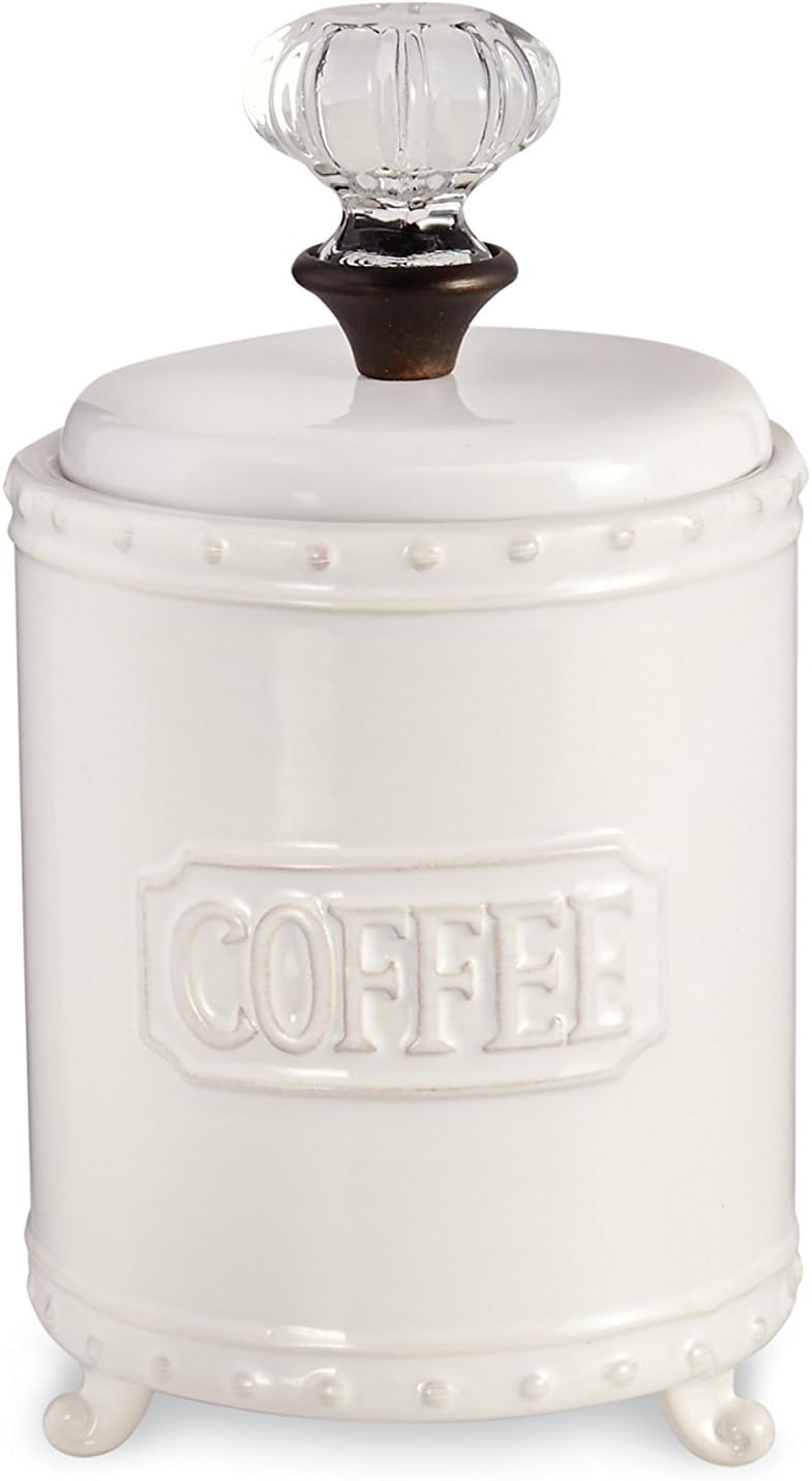 MudPie ceramic Coffee Canister Door Knob Handle, White - Image 1