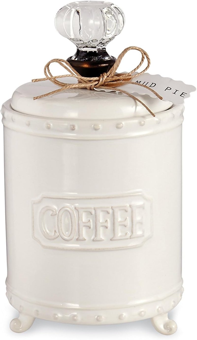 MudPie ceramic Coffee Canister Door Knob Handle, White - Image 2