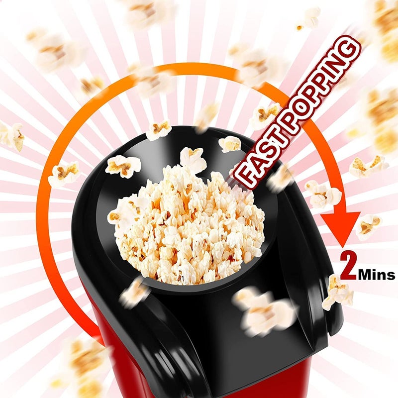 SNAPSHOPECOM SNAPSHOPECOM Popcorn Maker Machine1200W Hot Air Popcorn Popper Maker with Measuring Cup and Top Lid 2 Minutes Fast Electric Popcorn Poppers No Oil Needed Healthy Snack BPAFree - Image 2