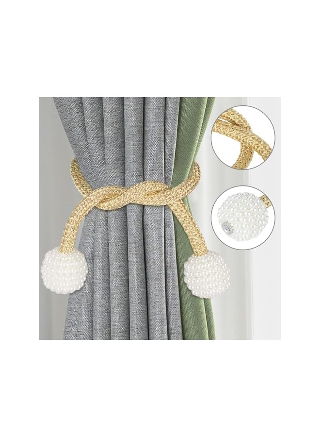 The Bros 8 Pack Curtain Tiebacks, Magnetic Curtain Tie Backs with Pearls, Curtain Tieback Buckle for Living Rooms, Bedrooms, Kitchens, Restaurants, Bathrooms, Homes, and Offices  - Image 5