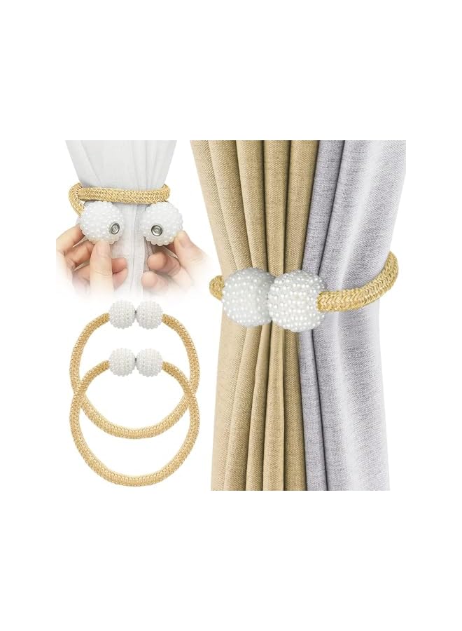 The Bros 8 Pack Curtain Tiebacks, Magnetic Curtain Tie Backs with Pearls, Curtain Tieback Buckle for Living Rooms, Bedrooms, Kitchens, Restaurants, Bathrooms, Homes, and Offices  - Image 4