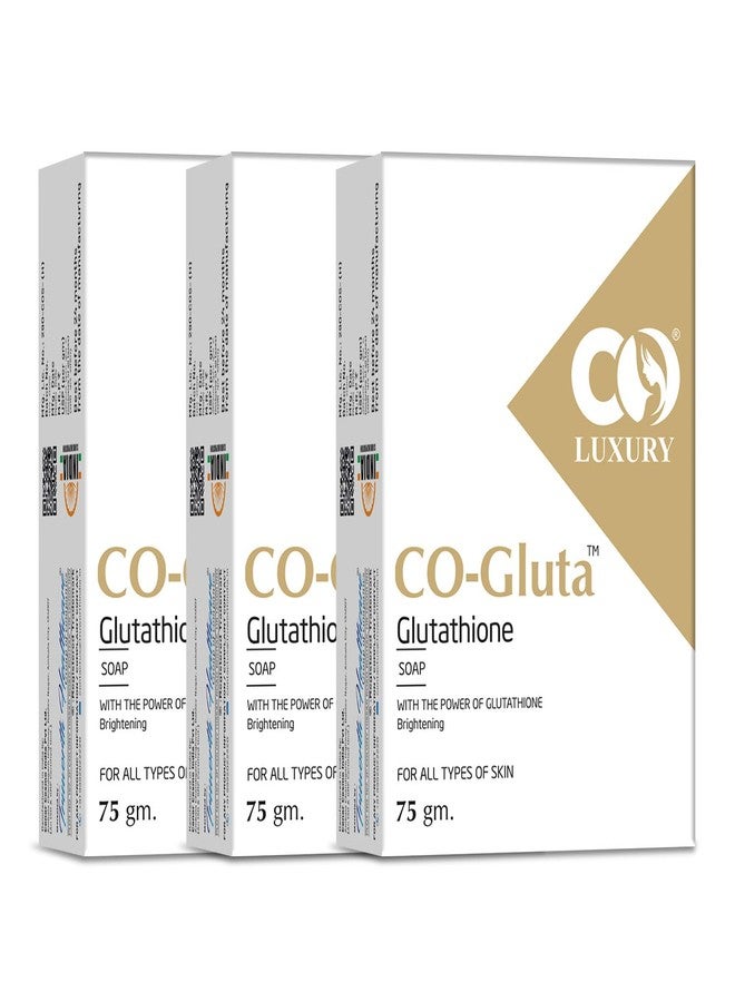 كو صابون تفتيح البشرة الفاخر CO Gluta Glutathione، 75 غرام، مناسب لجميع أنواع البشرة (عبوة من 3 قطع) - Image 1